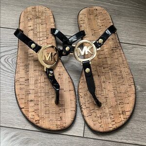 Michael Kors Black and Gold Sandals